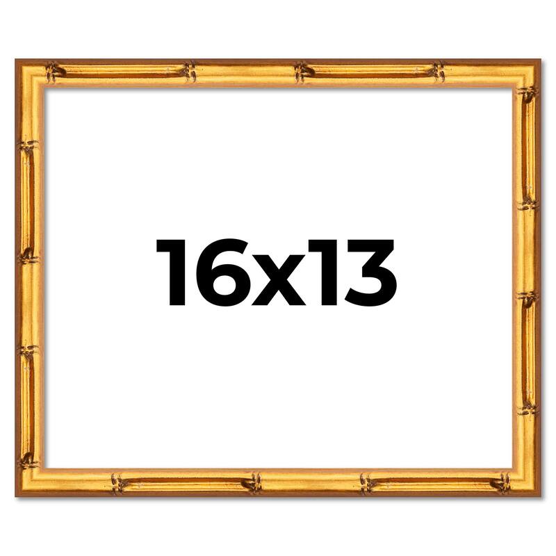 16x13 Frame Gold Bamboo Picture Frame Modern Photo Frame Includes UV Acrylic Shatter Guard Front Acid Free Foam Backing Board