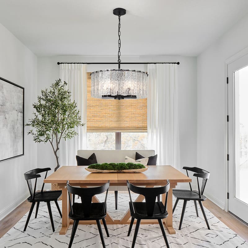 5-Light Modern Round Drum Chandelier, Classic Semi Flush Mount Chandelier, Kitchen Island Pendant Light for Dining Room - N/A