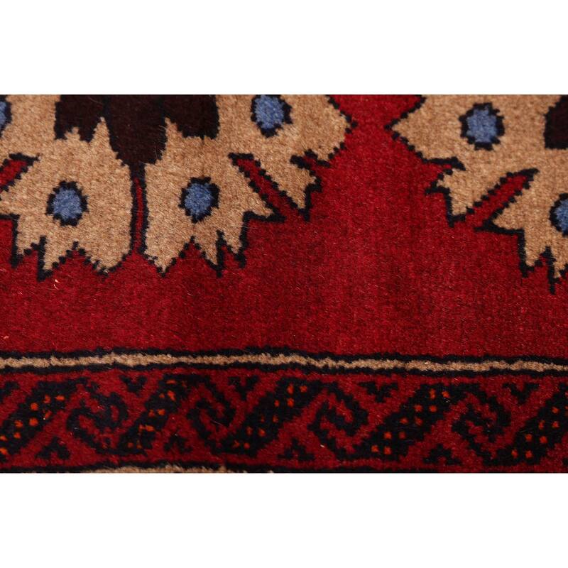 ECARPETGALLERY Hand-knotted Teimani Dark Red Wool Rug - 3'3 x 5'10