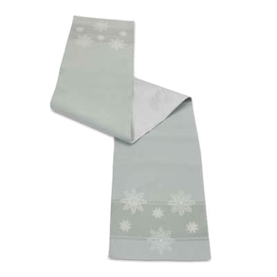 Embroidered Snowflakes Christmas Table Runner - 72" - Pistachio Green