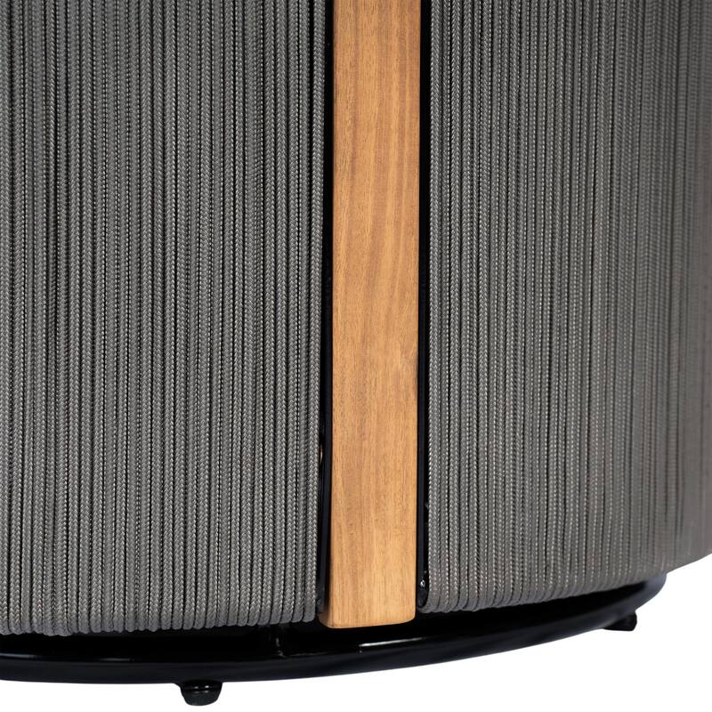 Christopher Knight Home - Ronan Outdoor Acacia Wood Dining Set with Swivel Rope Armchairs & Curved Leg Dining Table, Teak Finish