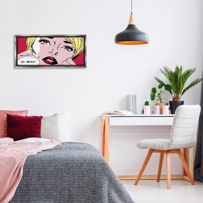 Stupell Iconic Pop Comic Woman Framed Floater Canvas Wall Art Design By Sheila B.