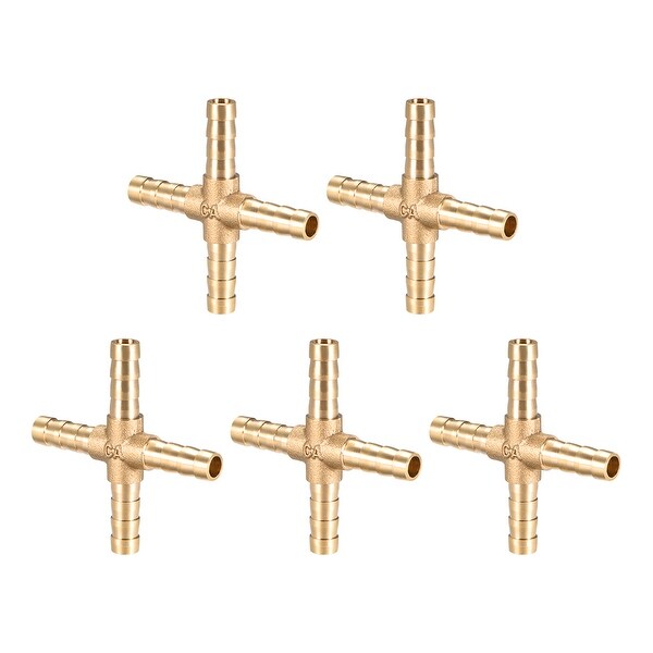 15/64" Brass Barb Hose Fitting 4Way Connector Joiner Hose Barb Connector 5pcs - 6mm 5pcs
