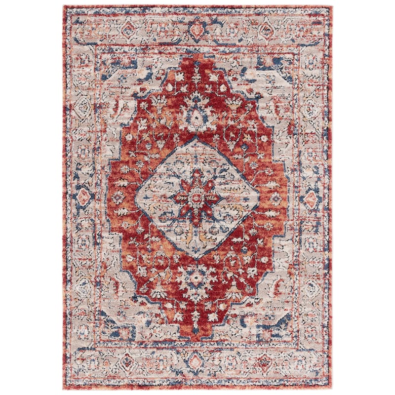 SAFAVIEH Luna Marita Traditional Rug - 4'5" x 6'5" - Beige/Rust Blue