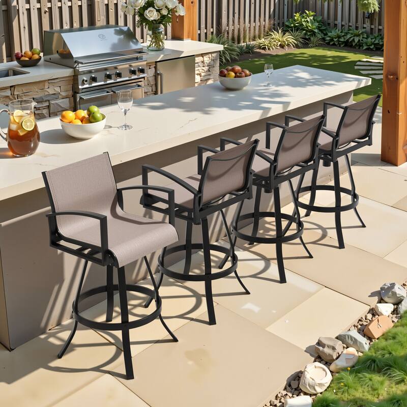 Outdoor All-weather Swivel Aluminum Bar Stools Sunbrella - Augustine Ashe - 4PC