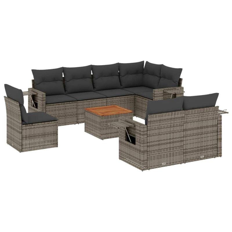 vidaXL Garden Sofa Set with Cushions Outdoor Sofa Set Corner Seat Poly Rattan