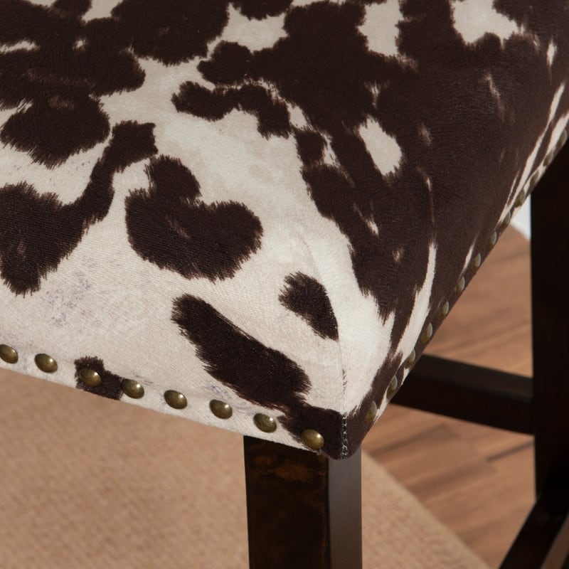 Holcombe Stationary Bar Stool Cattle Print Upholstery