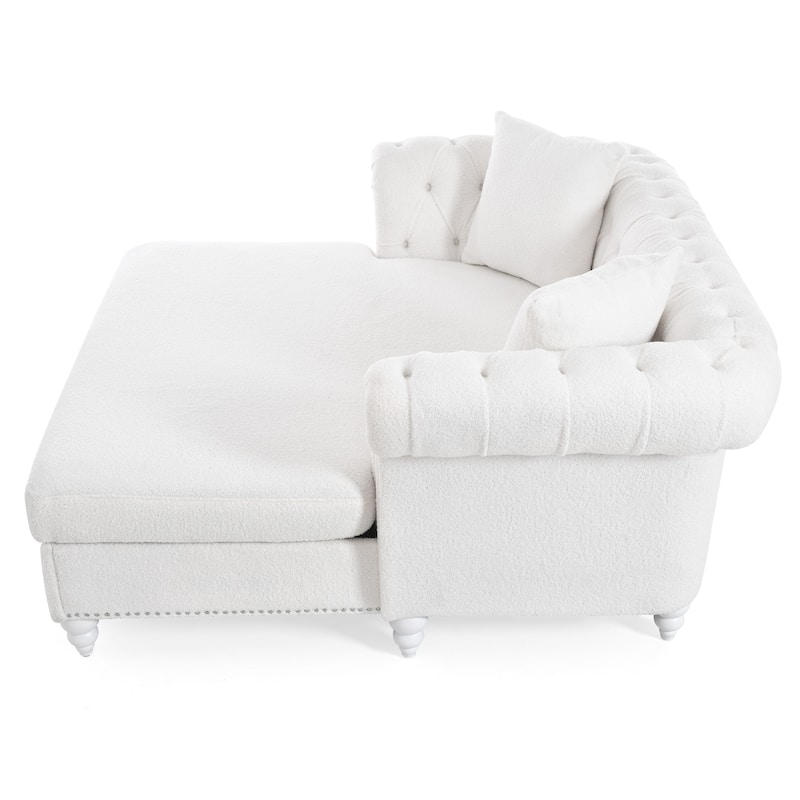 GDFStudio - Elara Luxe 63" Loveseat Chaise Lounge Couch with Upholstered PU Leather & Rolled Arm for Living Room or Office