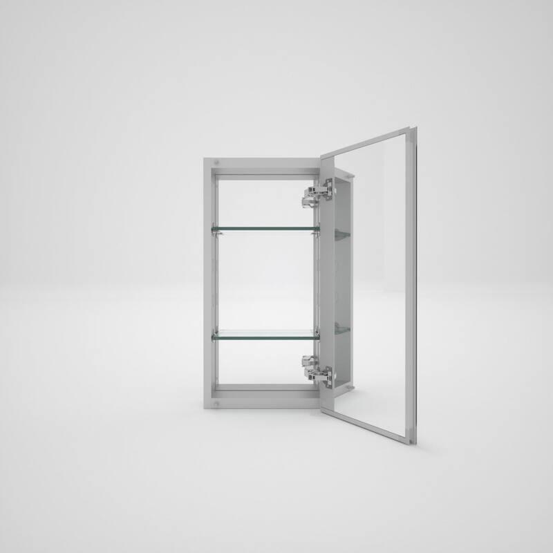 12" x 24" Rectangular Aluminum Surface Mount Medicine Cabinet with Mirror and Shelves