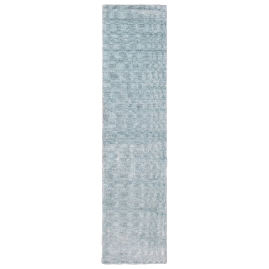 ECARPETGALLERY Hand Loomed Pearl Blue Viscose, Wool Rug - 2'5 x 9'10