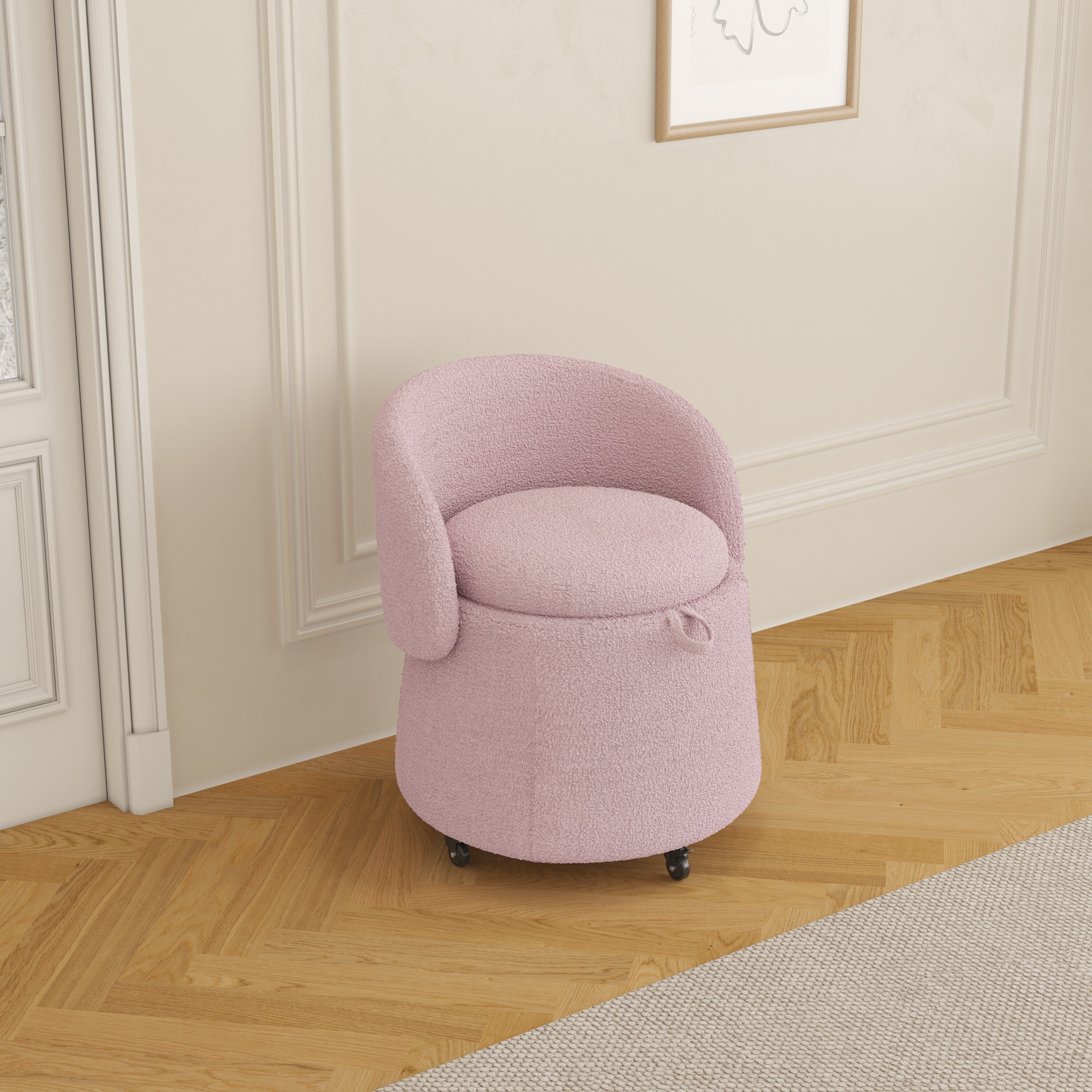 Living room chair with shop wheels