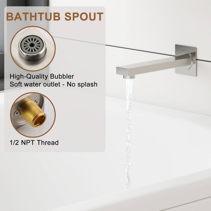CASAINC 10 Inch Wall Mounted Shower System with Tub Spout & CUPC Certified Integrated Pressure Balancing Valve