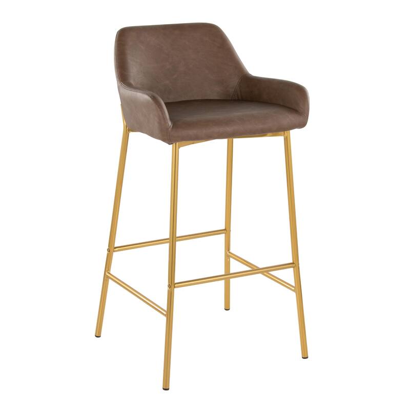 Silver Orchid Galotti Gold Fixed-Height Upholstered Bar Stool - Set of 2