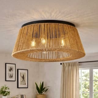 19.7" Modern Coastal 5-Light Rope Flush Mount Ceiling Light - Brown