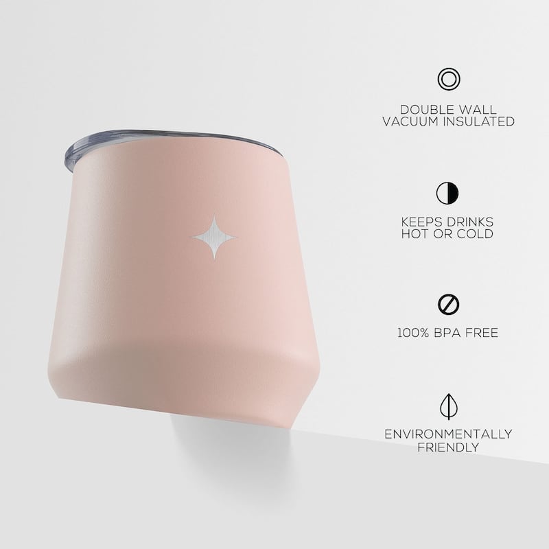 JoyJolt Vacuum Insulated Stainless Steel Stemless Wine Tumbler with Lid - 12 oz
