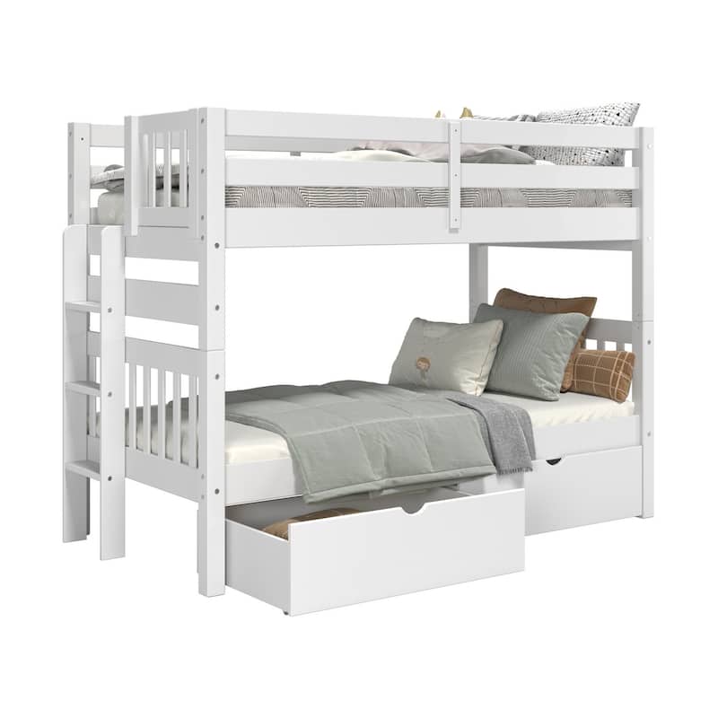 Taylor & Olive Trillium Twin over Twin Bunk Bed with Ladder, 2 Drawers