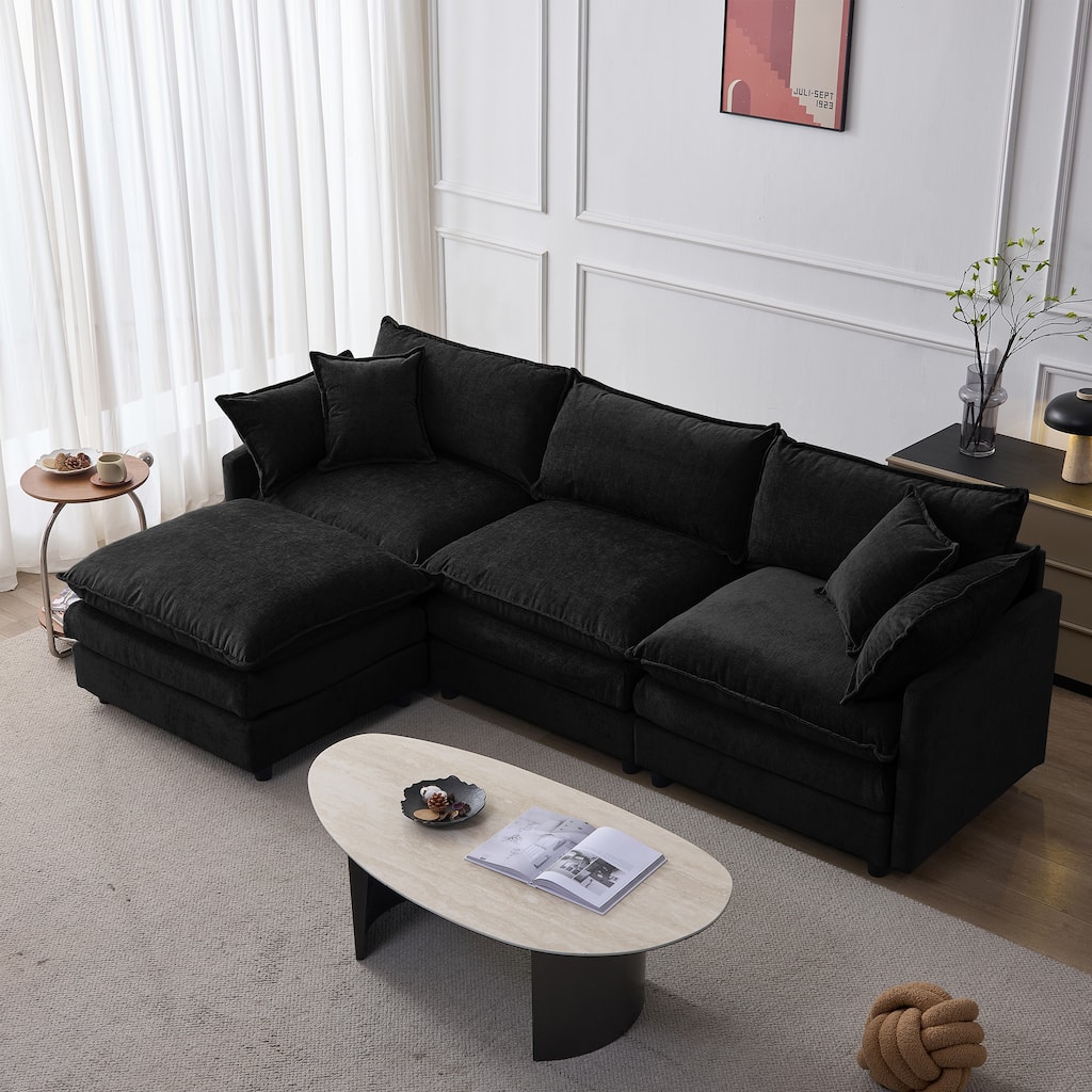 105" Modular Sectional Couch,3 Seater with Ottoman L Shape Sofa
