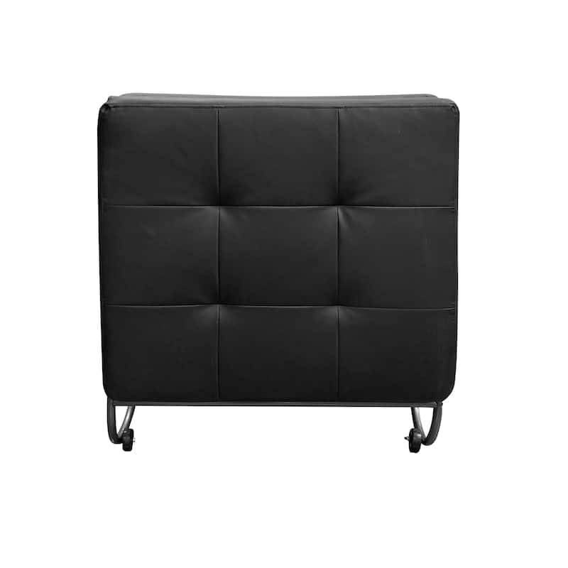 Black Adjustable PU Futon Chair with Foldable Bed Feature