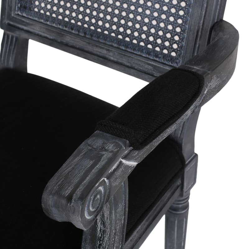 Maria Wood and Cane Upholstered Dining Chair by Christopher Knight Home - 23.75" L x 23.75" W x 39.75" H