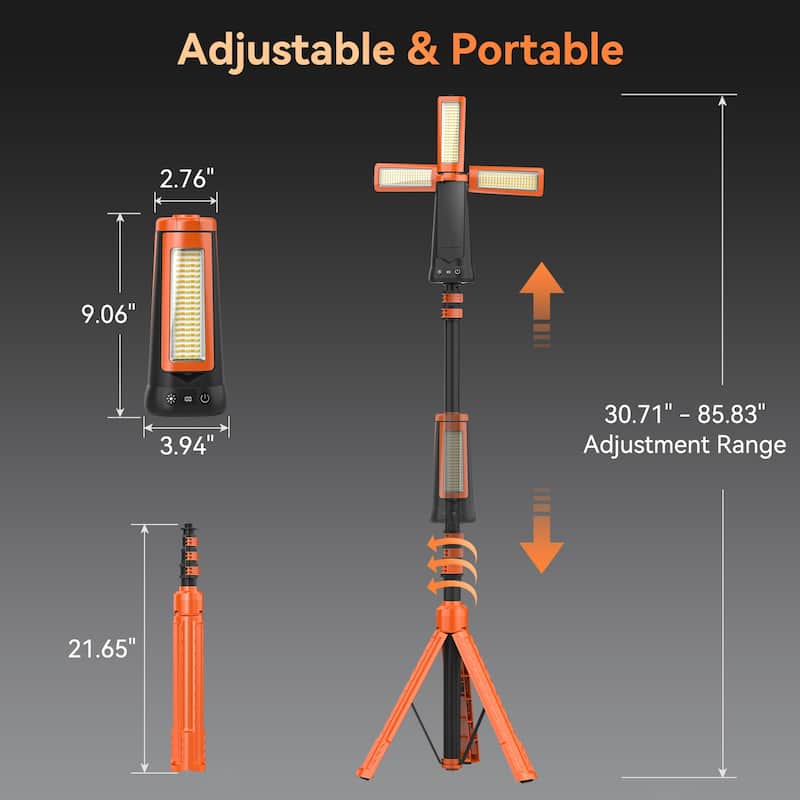 Portable LED Camping Work Light with Detachable Tripod