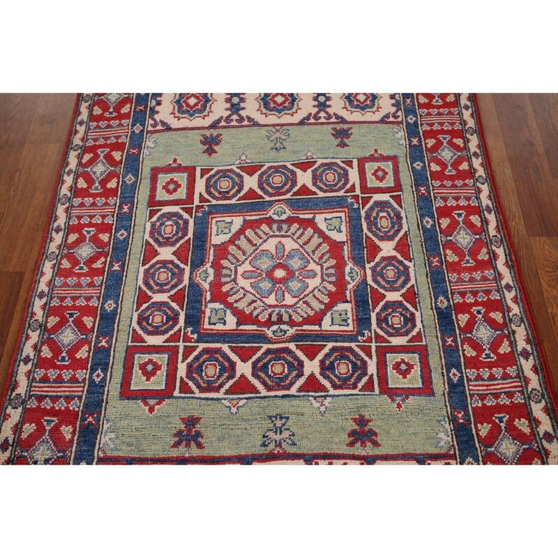 Kazak Foyer Rug Hand-Knotted Oriental Wool Carpet - 3'2" x 5'5"