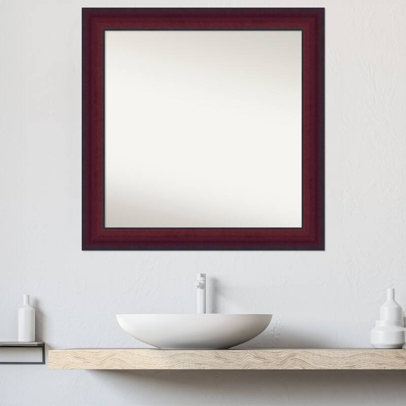 Canterbury Cherry Non-Beveled Wood Framed Bathroom Vanity Wall Mirror - Canterbury Cherry