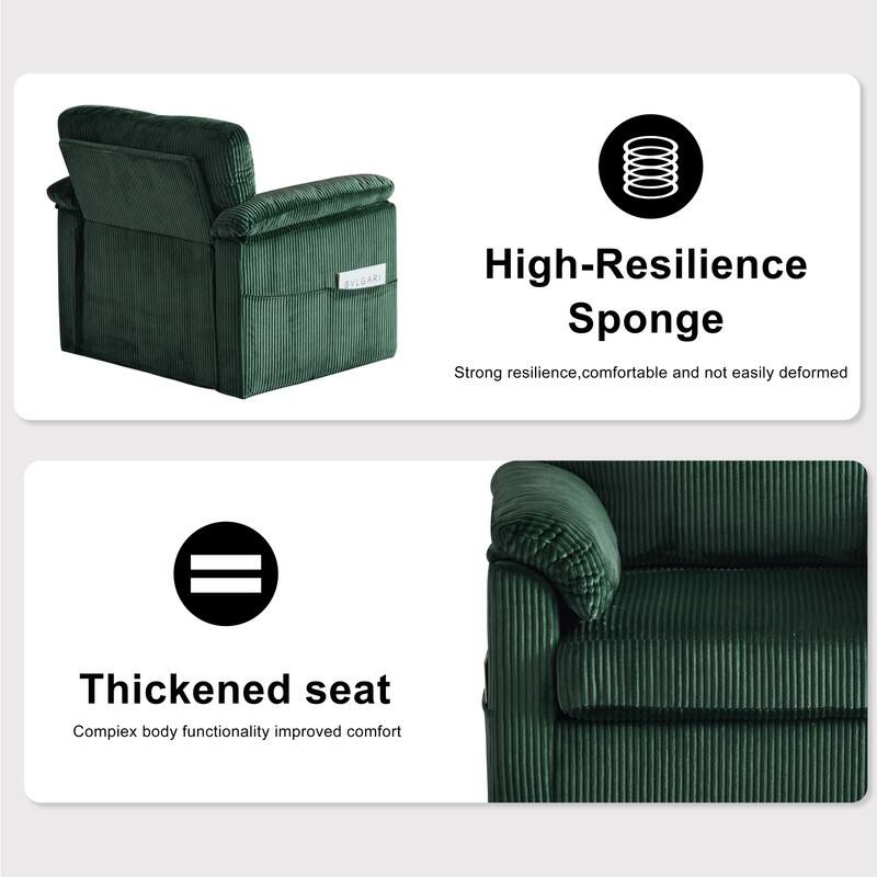 33" Corduroy Swivel Single Sofa Chair