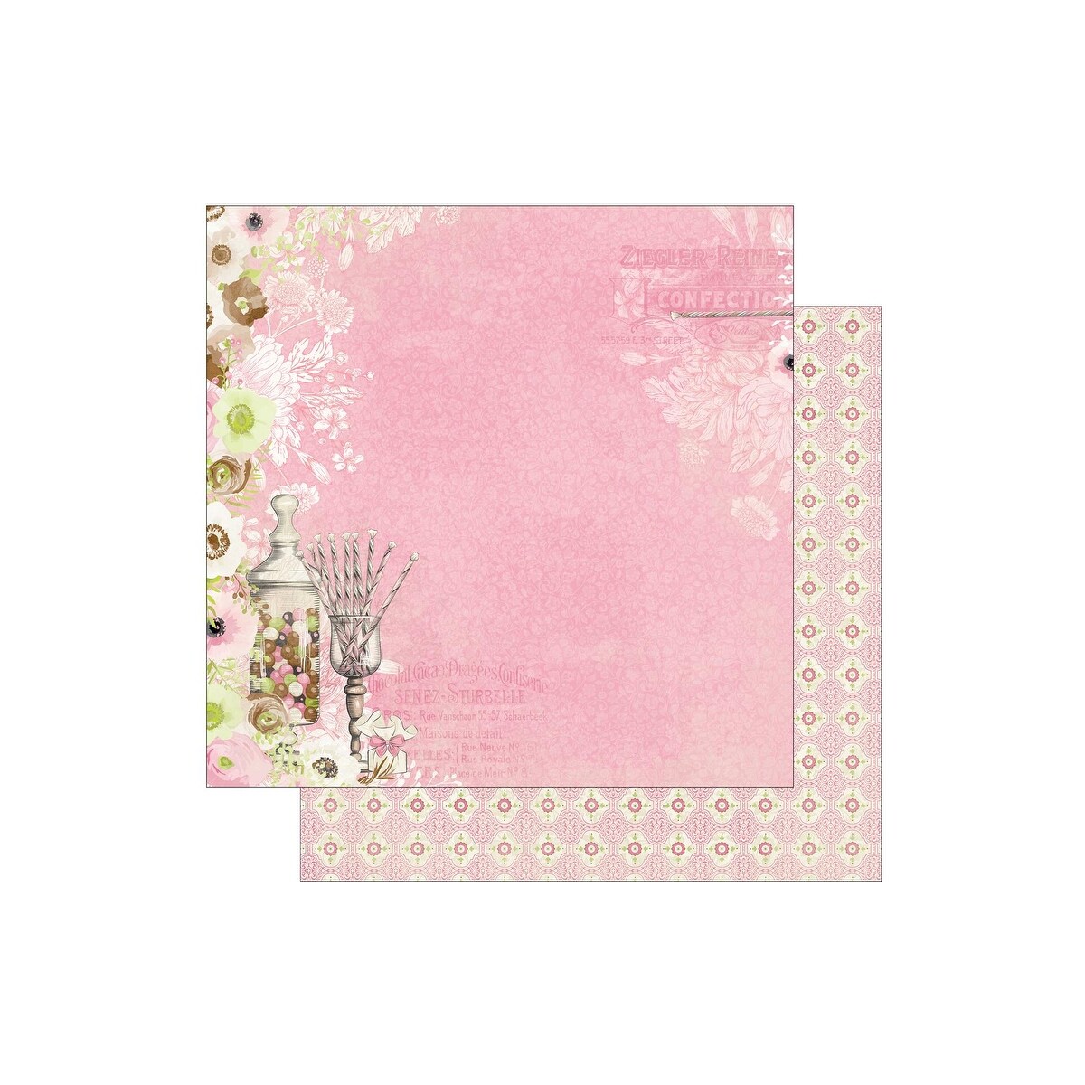 Ocean flourish x 2 sheets BoBunny 12x12 Scrapbooking paper Double Dot