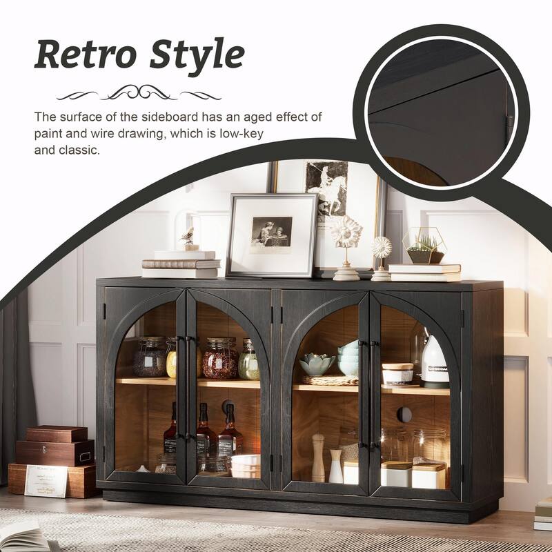Retro 4-Door Large Storage Sideboard