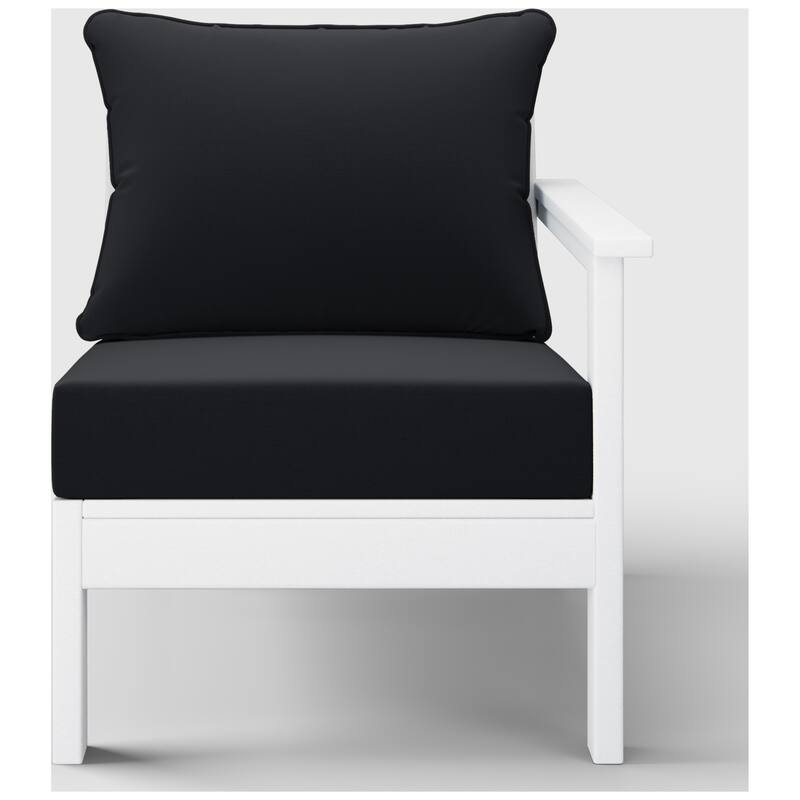 Birchwood All Weather HDPE Outdoor Patio Deep Seating White Right Arm Facing Chair With Cushions (1-Piece)