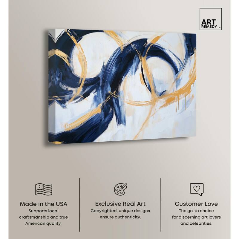 Navy and Gold Rings I Canvas by Art Remedy, Gallery Wrapped