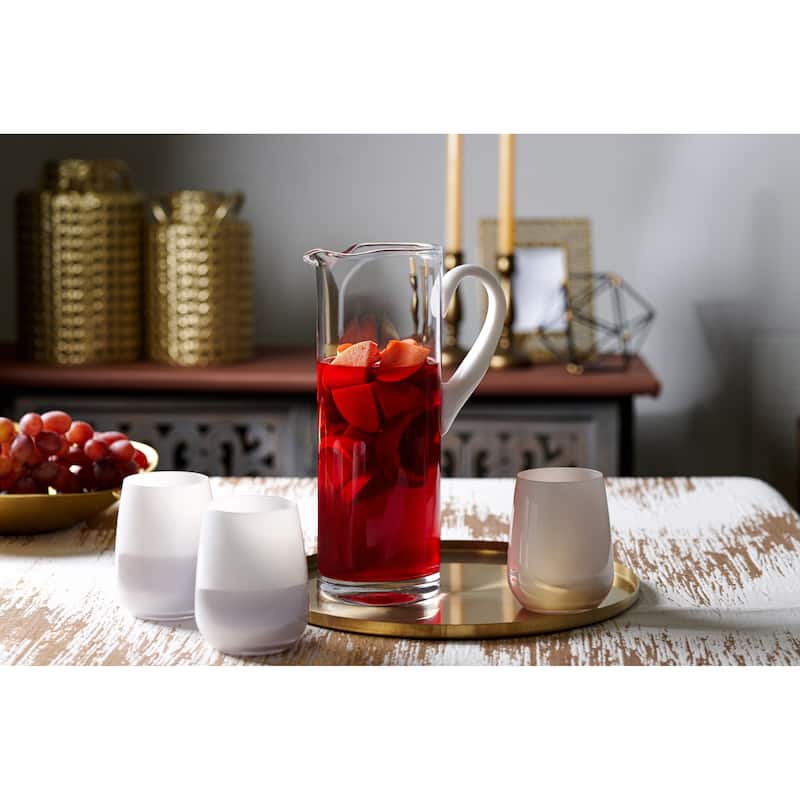 Majestic Gifts Inc. European Glass Pitcher w/ White Handle