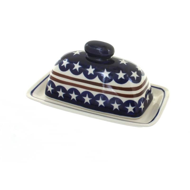 Blue Rose Polish Pottery 1377 Zaklady Butter Dish