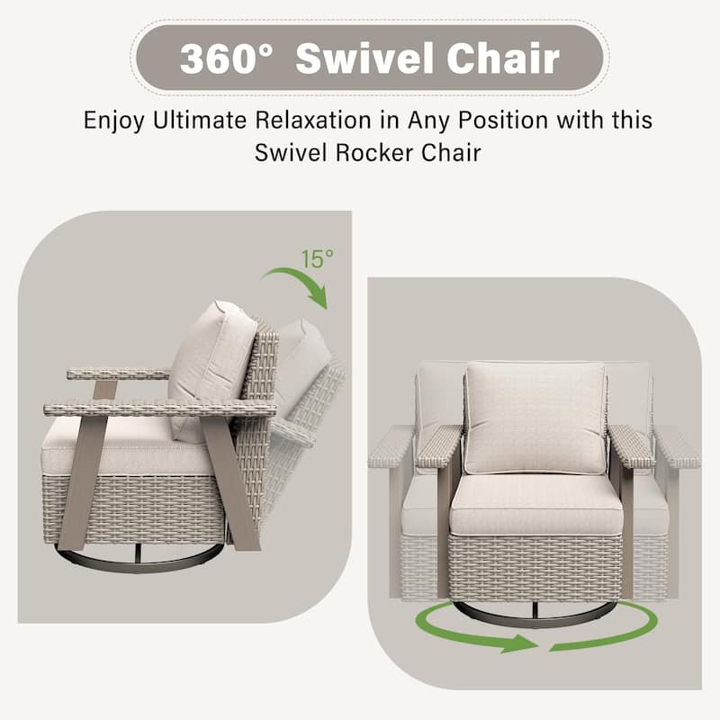 Cozywor Wicker Patio Outdoor Swivel Rocking Chair (Set of 2)