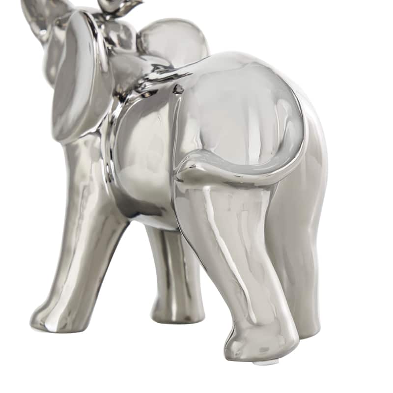 Gold or Silver Ceramic Standing Elephant Sculpture