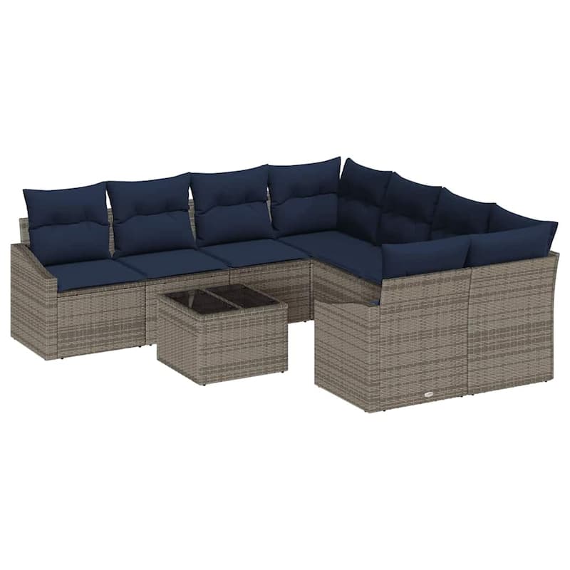vidaXL 9 Piece Garden Sofa Set with Cushions - 91.9×92.1×27.2