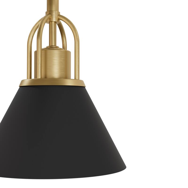 Hunter Carrington Isle Black / Luxe Gold Pendant - Island, Dining Room, Foyer, Bedroom - Casual, Transitional, Cone - Designer!