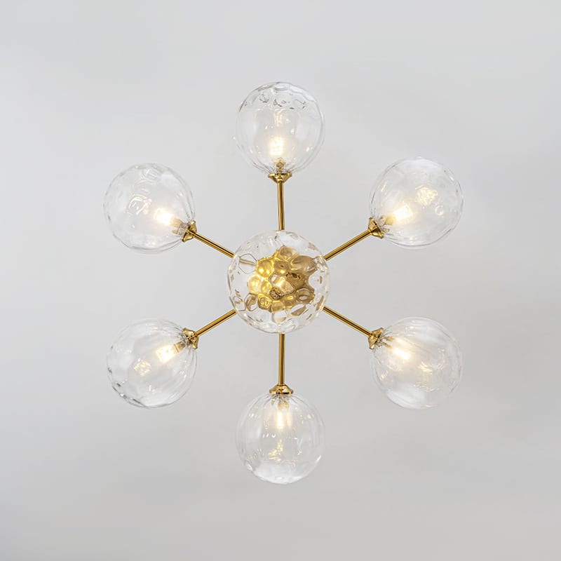Contemporary 7-Light Clear Textured Glass Sputnik Chandelier - 25.2 in