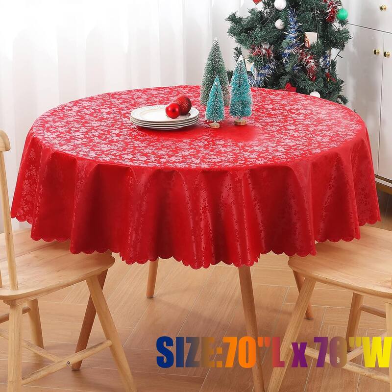 Round Table Cloth,Waterproof Heavy Duty Vinyl Tablecloths,70"L x 70"W