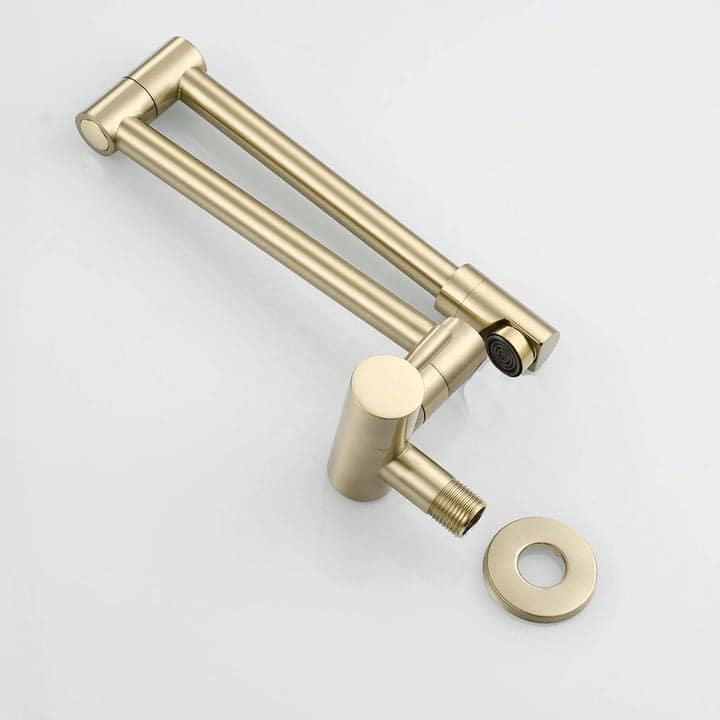 Brushed gold wall mount pot filler faucet solid brass folding kitchen faucet single hole two handls - 7'9" x 10'10"
