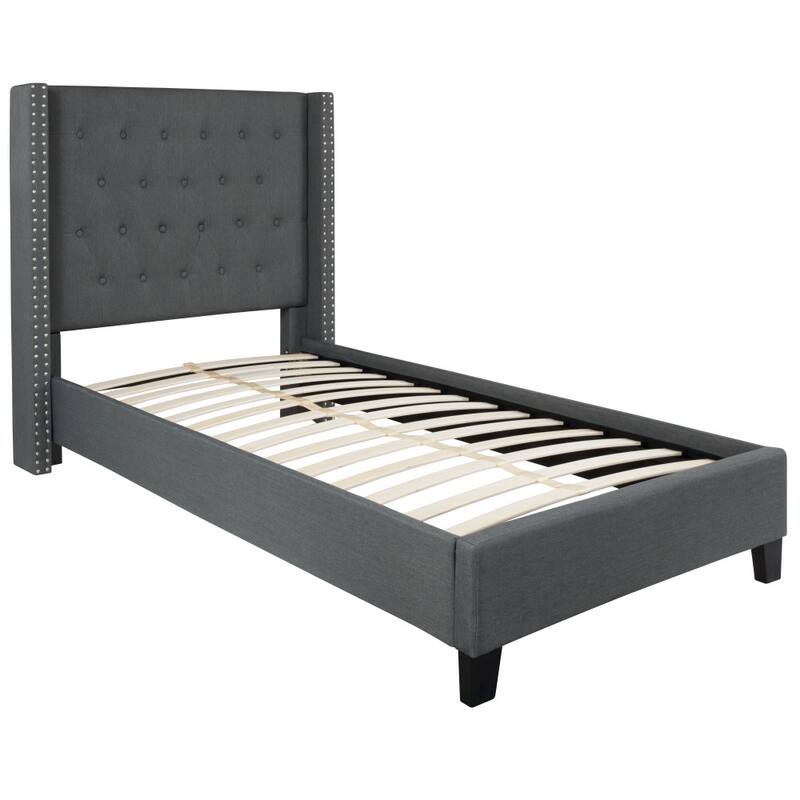 Tufted Upholstered Nailhead Trim Platform Bed
