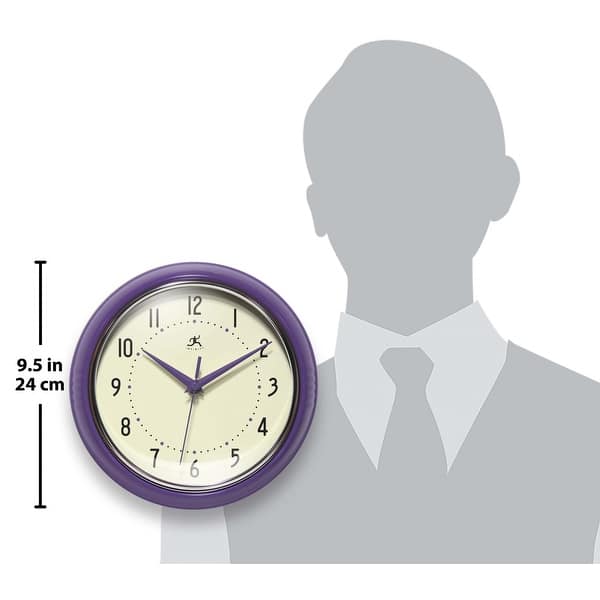 dimension image slide 7 of 29, Infinity Instruments Round Retro Kitchen Wall Clock by Infinity Instruments