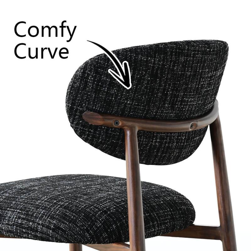 Set of 4 Mid‑Century Upholstered Dining Chairs with Wood‑Grain Metal Legs