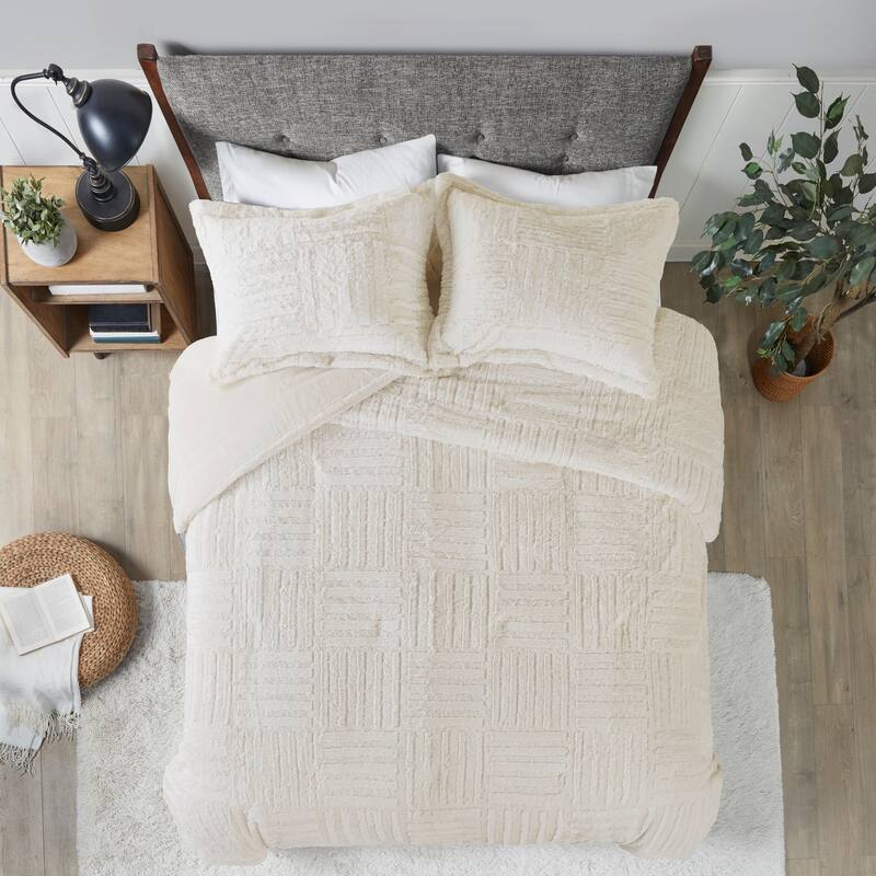 Madison Park Polar Ivory Fur Down Alternative Comforter Set