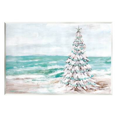 Stupell Snowy Christmas Tree Beach Shore Wall Plaque Art by Amanda Hilburn