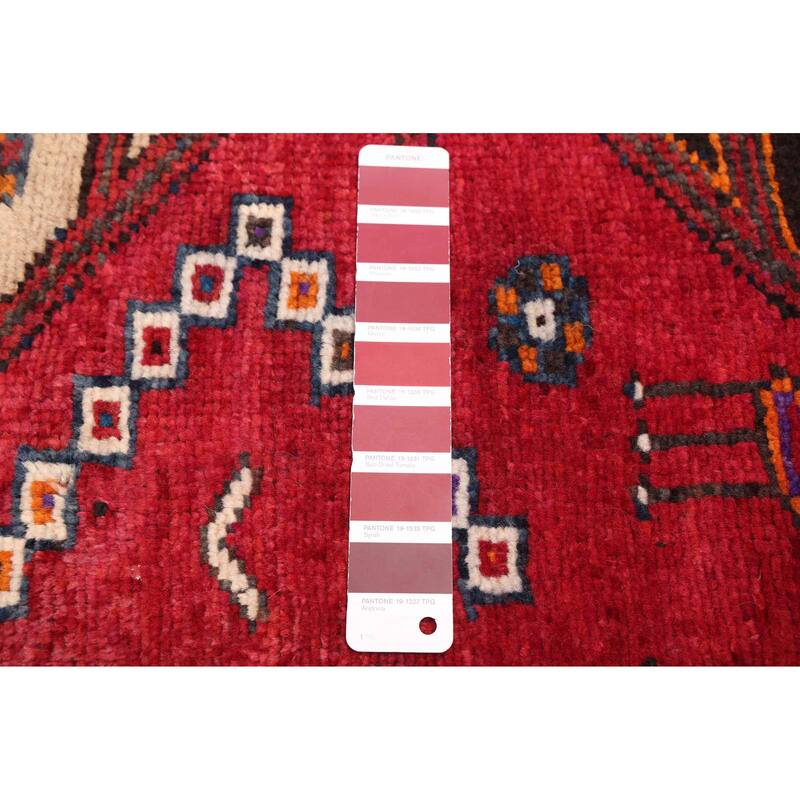 ECARPETGALLERY Hand-knotted Melis Vintage Red Wool Rug - 4'4 x 10'6