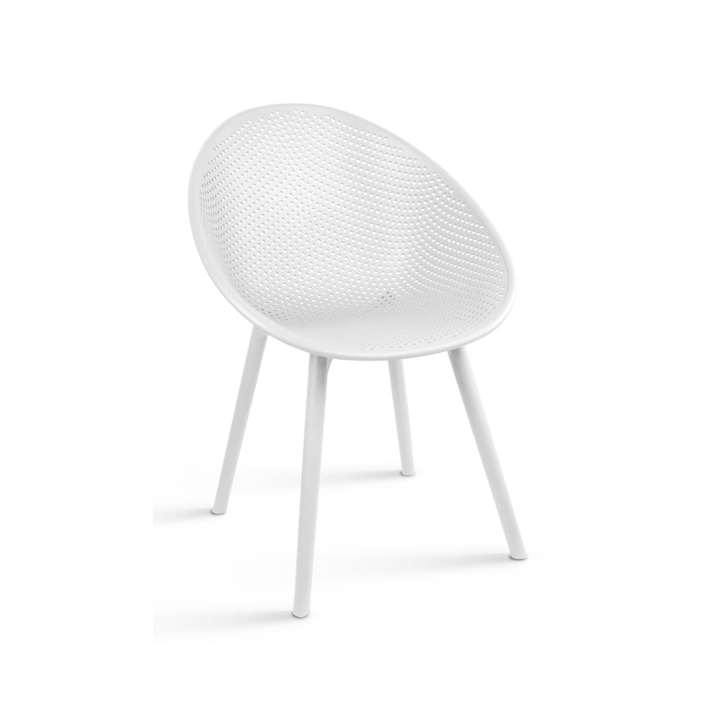 Mid-Century Modern Plastic Dining Chair Plastic Legs with Breathable Perforated Egg Shaped Seat for Indoor/Outdoor Use