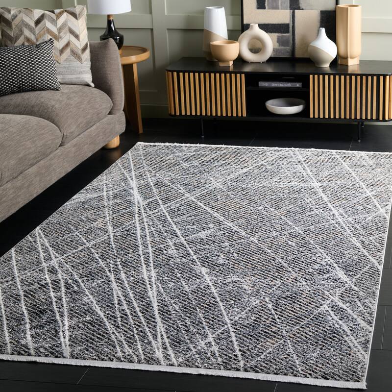 SAFAVIEH Mila Clydie Modern & Contemporary Rug - 5'3" x 7'6" - Ivory/Grey Black