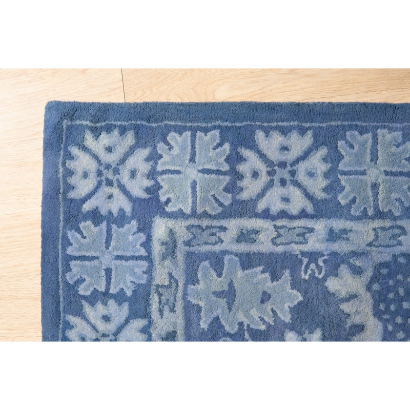 Hand-tufted Wool Blue Traditional Oriental Overdyed Rug - 4' x 6'