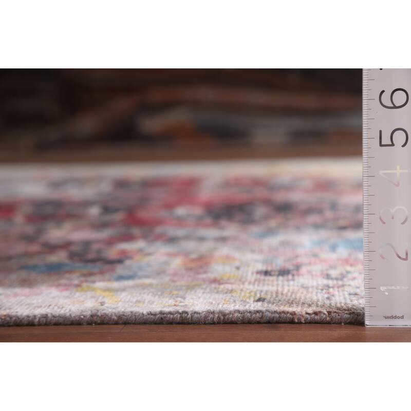 Hand Knotted Oriental 100% Silk Carpet Modern Floral Greys & Charcoal Abstract Area Rug - 10' 3'' X 8' 0''